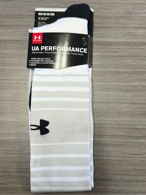 Under Armour White and Black UA Performance Over-the-Calf Athletic Socks